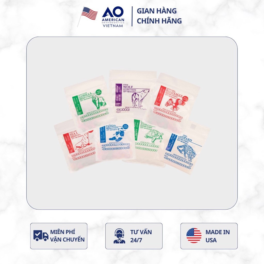 Thun liên hàm Wildlife Series Latex Elastics lực Light/Medium/Heavy (100 sợi/gói) (Set 5 gói)